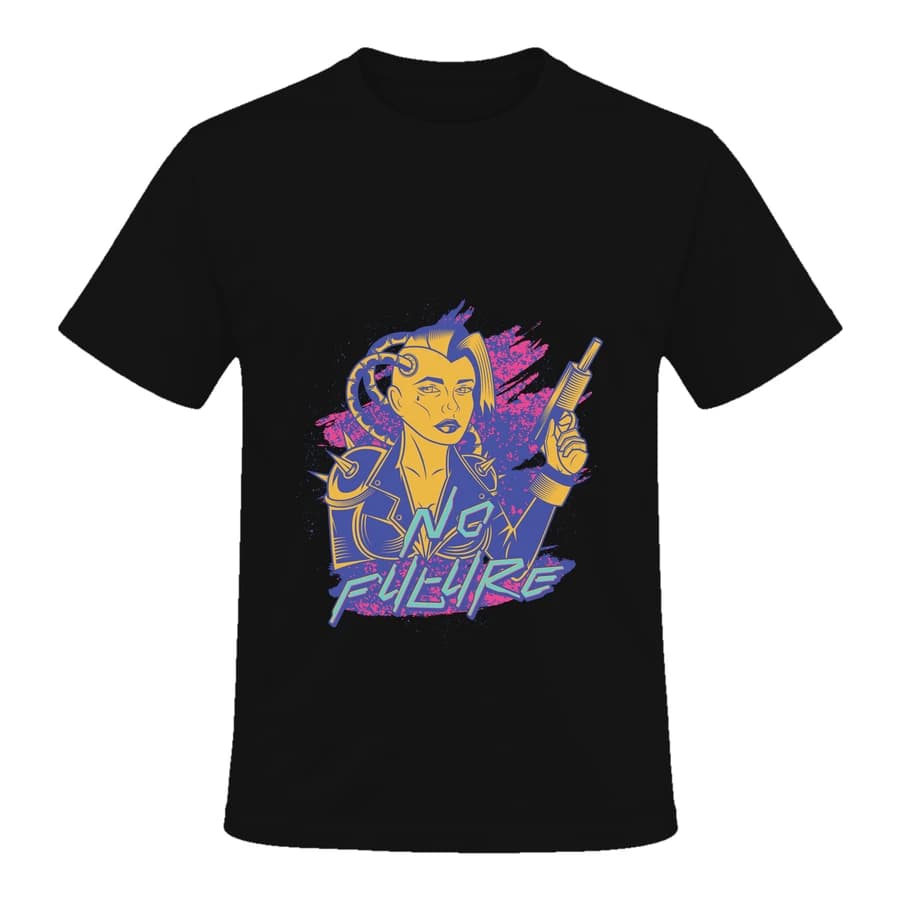 T-shirt — Cyberpunk · Dans le réseau — Devant — Noir
