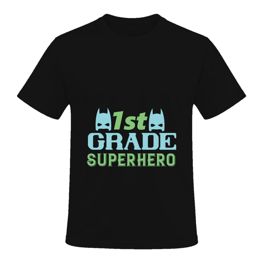 T-shirt — 1st Grade Superhero — Devant — Noir